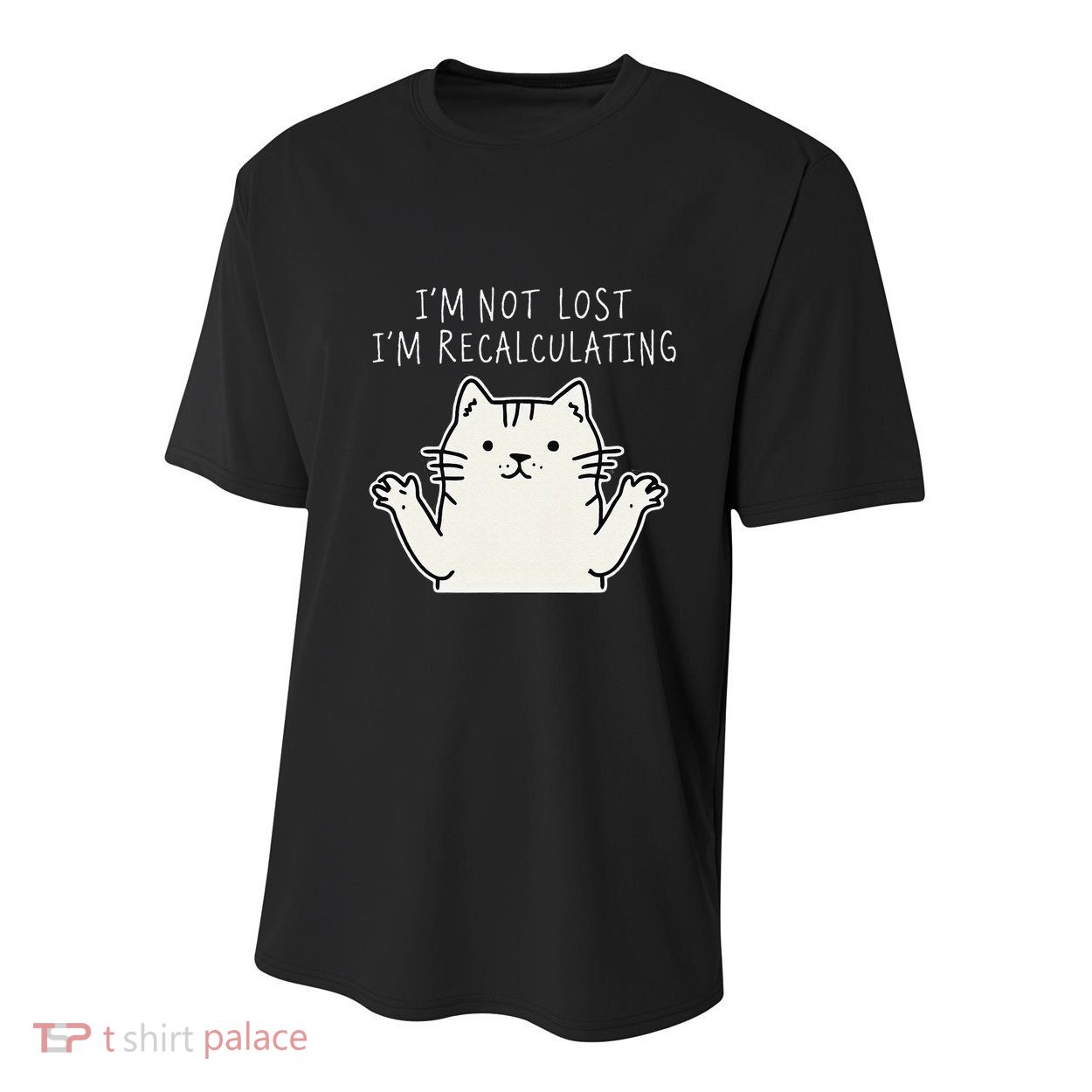 Funny Cat Gpsinspired Joke I’M Not Lost I’M Recalculating Youth Performance Sprint T-Shirt
