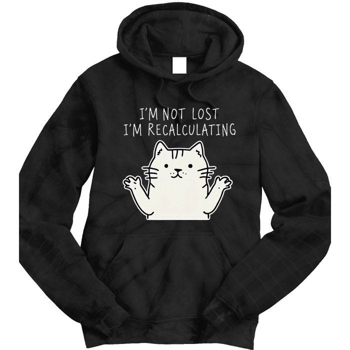 Funny Cat Gpsinspired Joke I’M Not Lost I’M Recalculating Tie Dye Hoodie