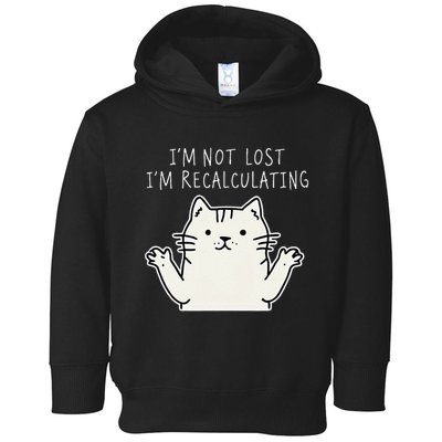 Funny Cat Gpsinspired Joke I’M Not Lost I’M Recalculating Toddler Hoodie