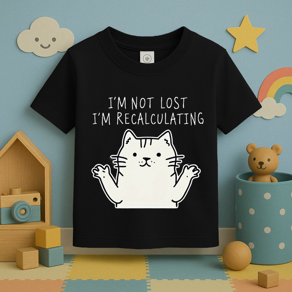 Funny Cat Gpsinspired Joke I’M Not Lost I’M Recalculating Toddler T-Shirt