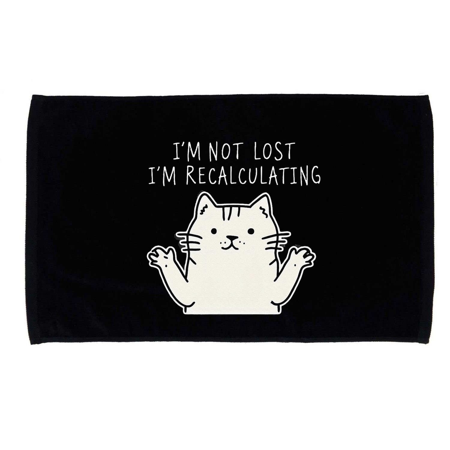 Funny Cat Gpsinspired Joke I’M Not Lost I’M Recalculating Microfiber Hand Towel