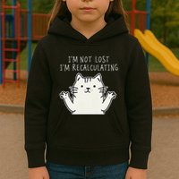 Funny Cat Gpsinspired Joke I’M Not Lost I’M Recalculating Kids Hoodie