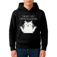 Funny Cat Gpsinspired Joke I’M Not Lost I’M Recalculating Kids Hoodie