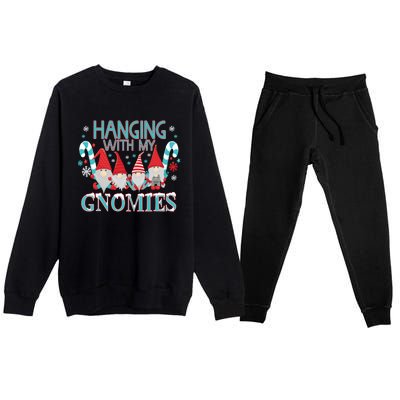 Funny Christmas Garden Gnome Gnomies Premium Crewneck Sweatsuit Set