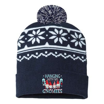 Funny Christmas Garden Gnome Gnomies USA-Made Snowflake Beanie