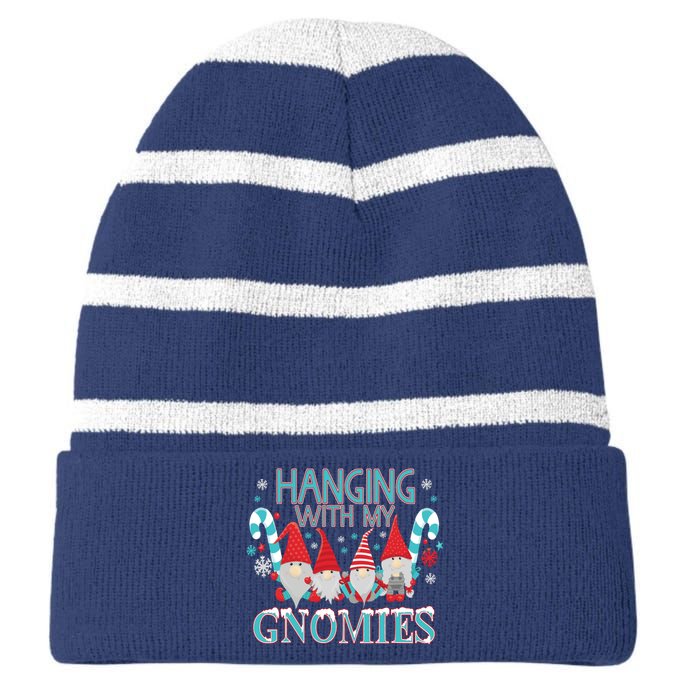 Funny Christmas Garden Gnome Gnomies Striped Beanie with Solid Band