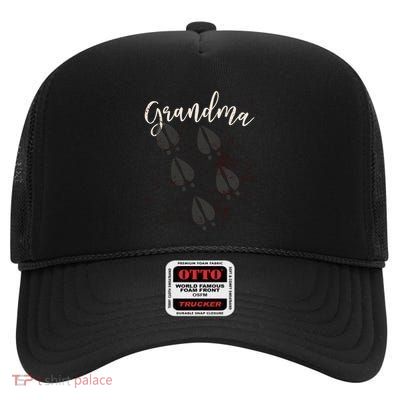 Funny Christmas Grandma Reindeer Tracks Gift High Crown Mesh Back Trucker Hat