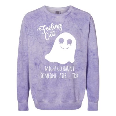 Feeling Cute Ghost Might Go Haunt Someone Later Halloween Colorblast Crewneck Sweatshirt