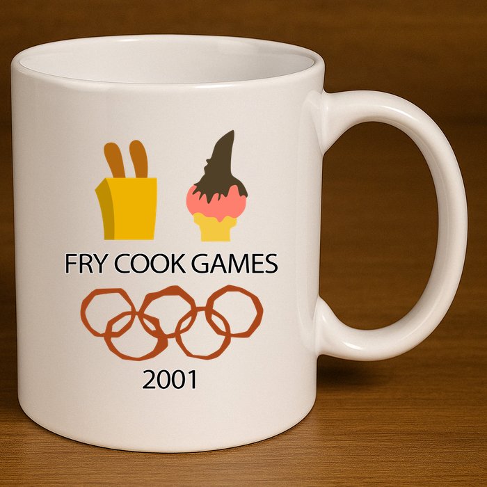 Fry Cook Games 2001 11oz C Handle Ceramic Mug