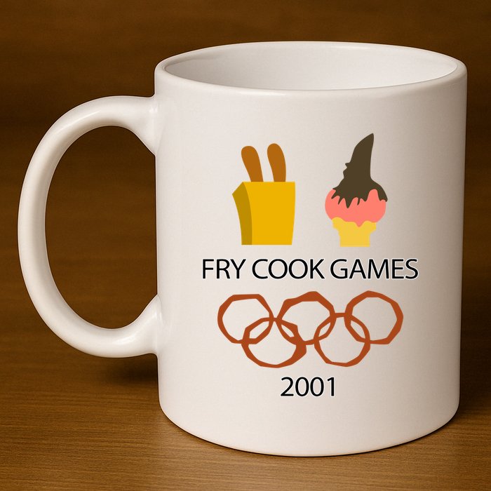 Fry Cook Games 2001 11oz C Handle Ceramic Mug