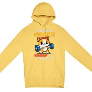 Fitness Cat Gym Installing Meowscles Premium Pullover Hoodie