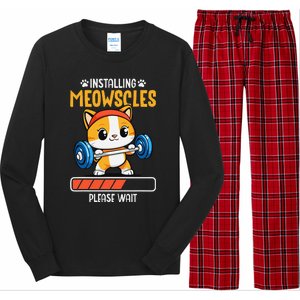 Fitness Cat Gym Installing Meowscles Long Sleeve Pajama Set