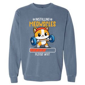 Fitness Cat Gym Installing Meowscles Garment-Dyed Sweatshirt