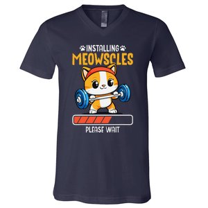 Fitness Cat Gym Installing Meowscles V-Neck T-Shirt