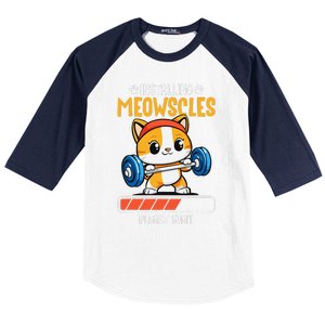 Fitness Cat Gym Installing Meowscles Baseball Sleeve Shirt