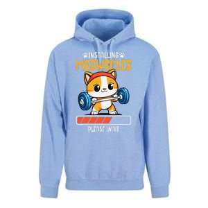 Fitness Cat Gym Installing Meowscles Unisex Surf Hoodie