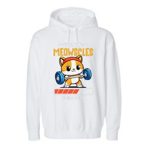 Fitness Cat Gym Installing Meowscles Garment-Dyed Fleece Hoodie