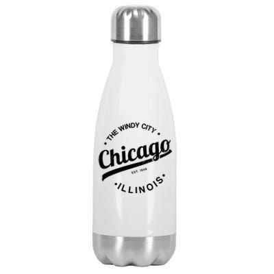 Funny Chicago Gift Windy City Tee Usa Metropolis Gift Stainless Steel Insulated Water Bottle