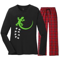 Fun Crested Gecko Eyelash Lizard Reptile Pet Herpetologist Women's Long Sleeve Flannel Pajama Set 