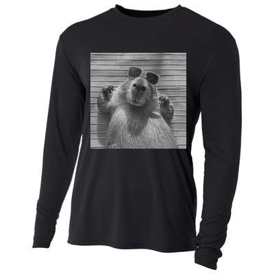 Funny Capybara Gifts Cool Capybara Selfie Cooling Performance Long Sleeve Crew