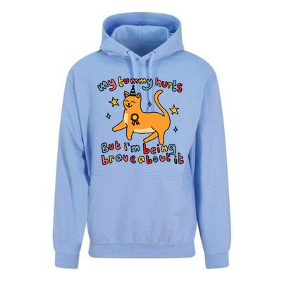 Funny Cat Graphic My Tummy Hurts Brave Cat Unisex Surf Hoodie