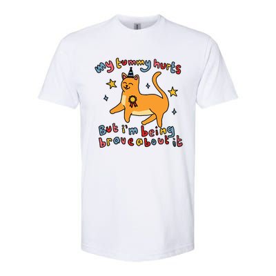 Funny Cat Graphic My Tummy Hurts Brave Cat Softstyle CVC T-Shirt