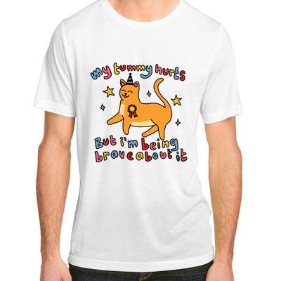 Funny Cat Graphic My Tummy Hurts Brave Cat Adult ChromaSoft Performance T-Shirt