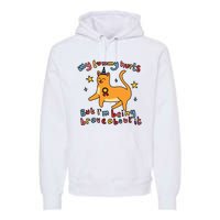 Funny Cat Graphic My Tummy Hurts Brave Cat Premium Hoodie