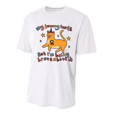 Funny Cat Graphic My Tummy Hurts Brave Cat Performance Sprint T-Shirt