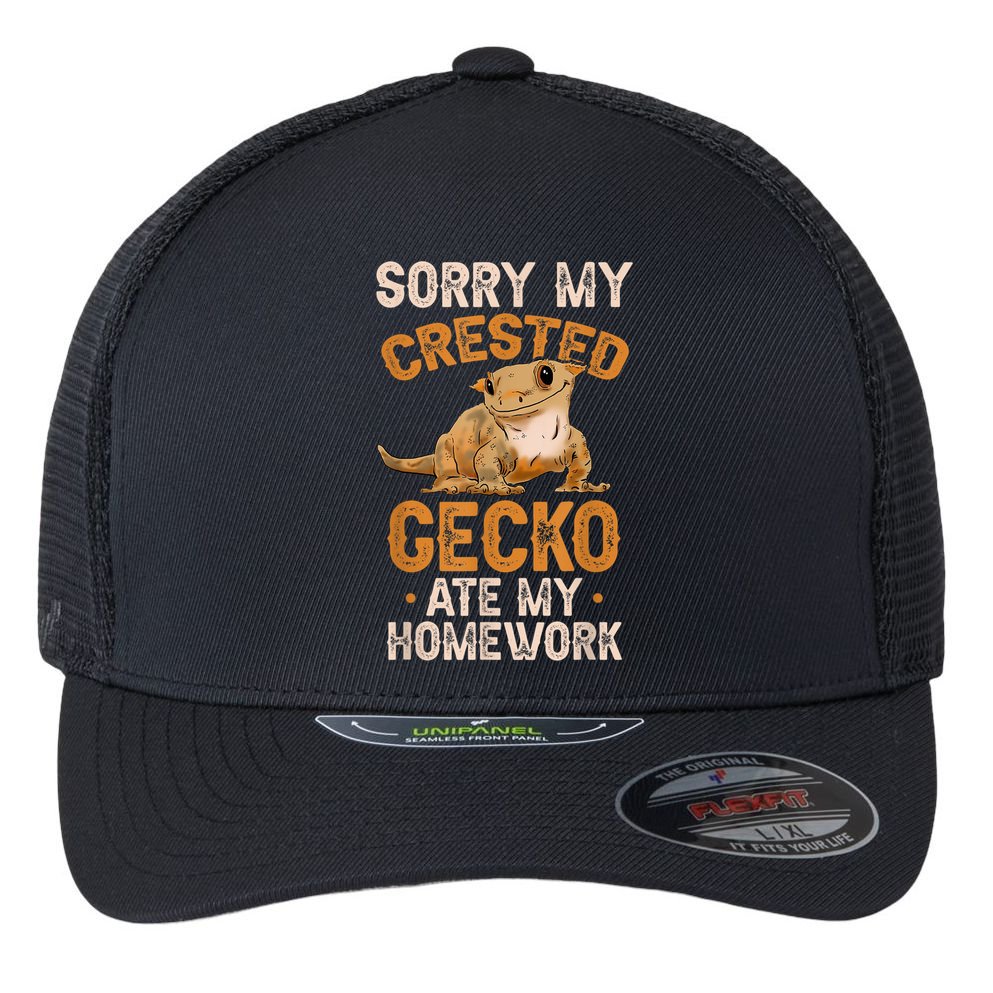 Fun Crested Gecko Eyelash Lizard Boy Girl Herpetologist Flexfit Unipanel Trucker Cap