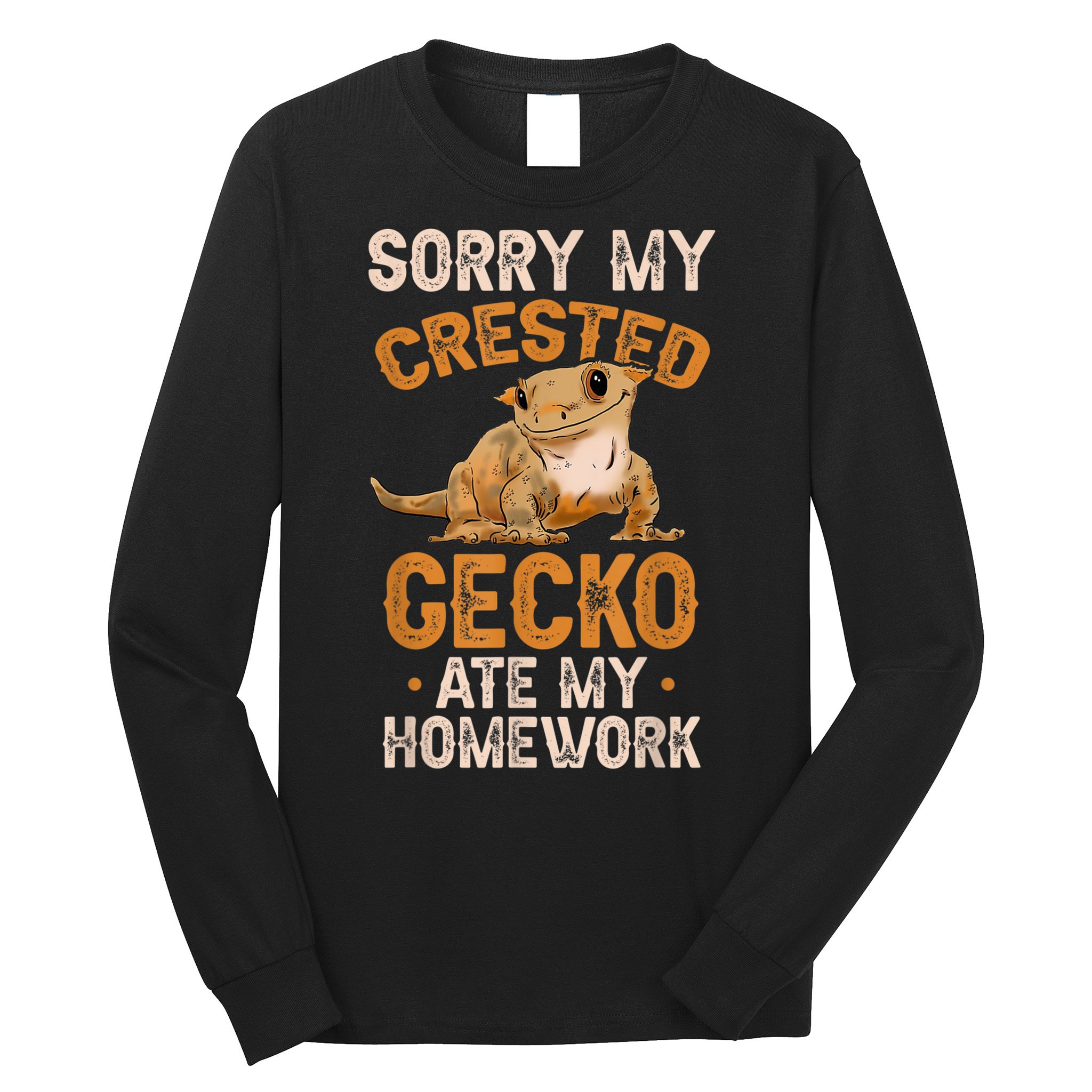 Fun Crested Gecko Eyelash Lizard Boy Girl Herpetologist Long Sleeve Shirt
