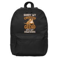 Fun Crested Gecko Eyelash Lizard Boy Girl Herpetologist 16 in Basic Backpack