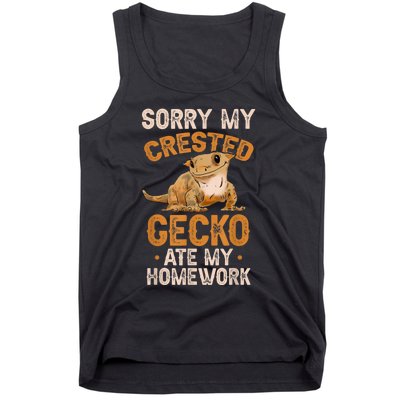 Fun Crested Gecko Eyelash Lizard Boy Girl Herpetologist Tank Top