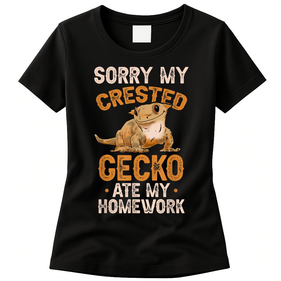 Fun Crested Gecko Eyelash Lizard Boy Girl Herpetologist Womens T-Shirt