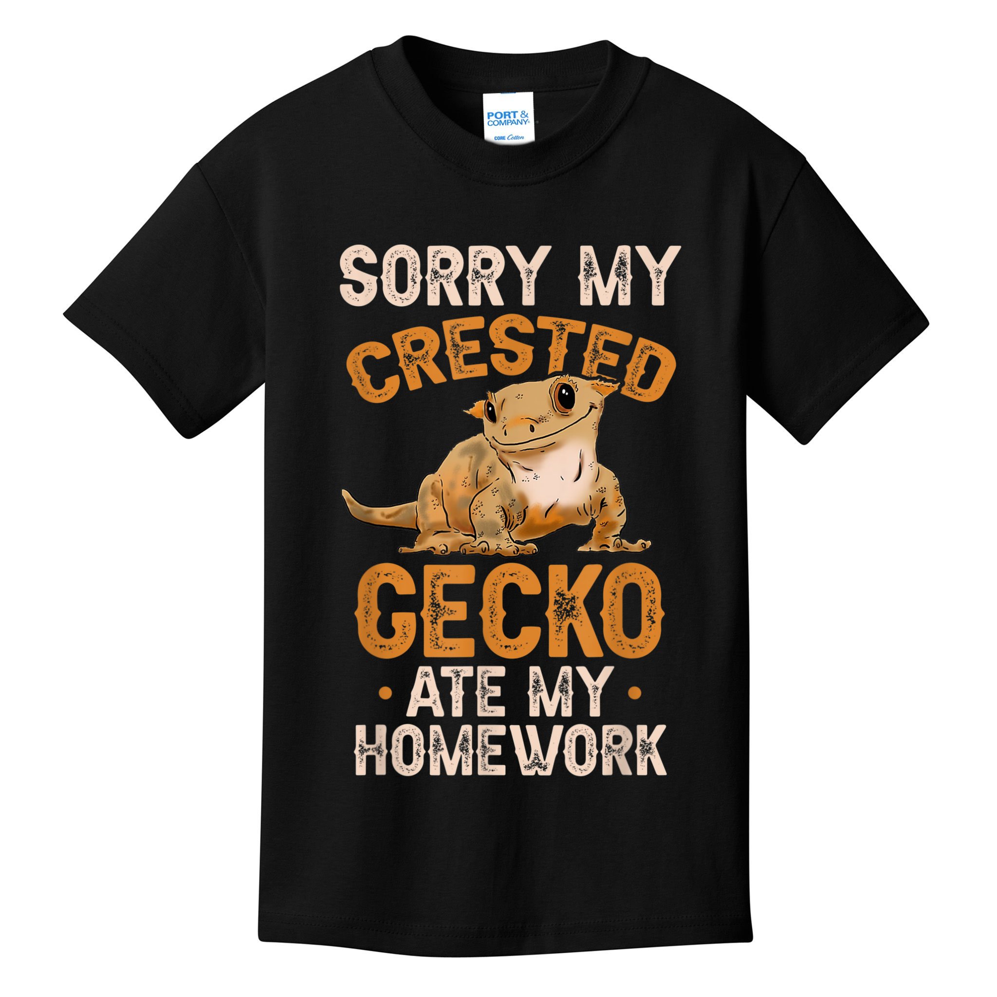 Fun Crested Gecko Eyelash Lizard Boy Girl Herpetologist Kids T-Shirt