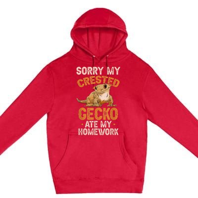 Fun Crested Gecko Eyelash Lizard Boy Girl Herpetologist Premium Pullover Hoodie