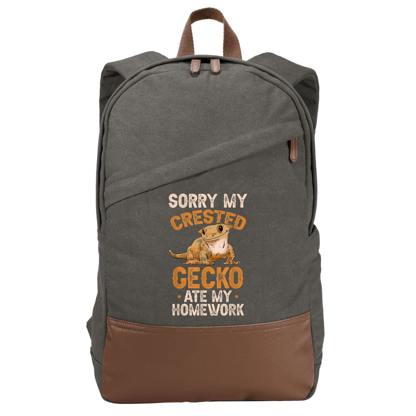 Fun Crested Gecko Eyelash Lizard Boy Girl Herpetologist Cotton Canvas Backpack