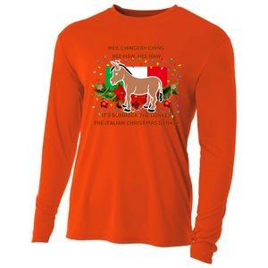 Funny Christmas Gift Dominick The Italian Christmas Donkey Cooling Performance Long Sleeve Crew