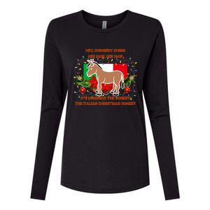 Funny Christmas Gift Dominick The Italian Christmas Donkey Womens Cotton Relaxed Long Sleeve T-Shirt