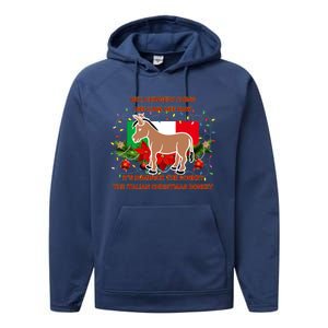 Funny Christmas Gift Dominick The Italian Christmas Donkey Performance Fleece Hoodie