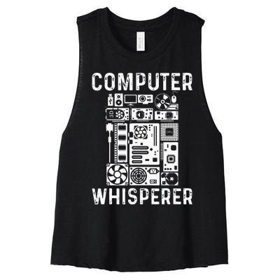 Funny Computer Geek Tech Nerd Gift Men Women Cool Support Women's Racerback Cropped Tank