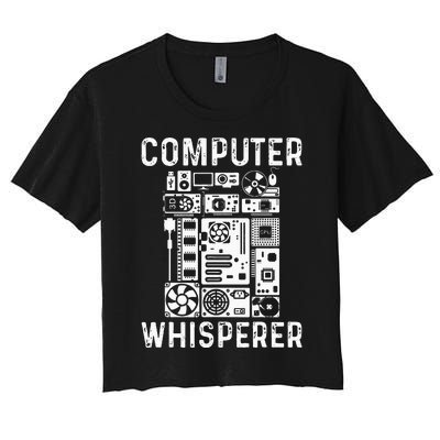 Funny Computer Geek Tech Nerd Gift Men Women Cool Support Women's Crop Top Tee