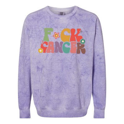 Fuck Cancer Groovy Retro Colorblast Crewneck Sweatshirt