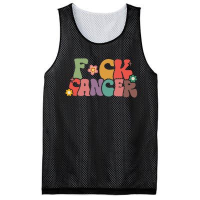 Fuck Cancer Groovy Retro Mesh Reversible Basketball Jersey Tank