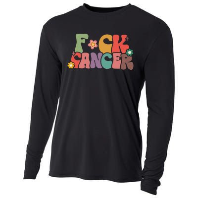 Fuck Cancer Groovy Retro Cooling Performance Long Sleeve Crew