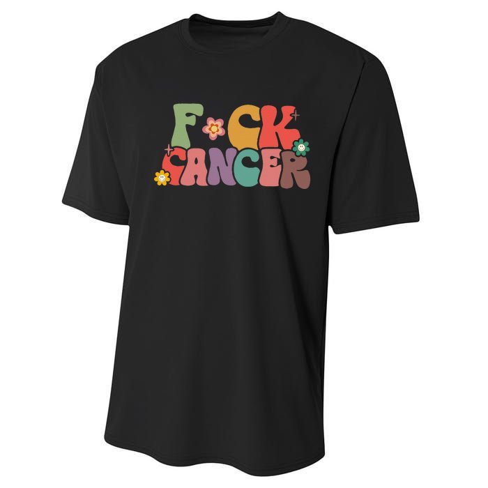 Fuck Cancer Groovy Retro Performance Sprint T-Shirt