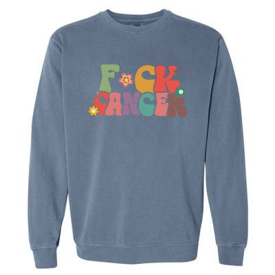 Fuck Cancer Groovy Retro Garment-Dyed Sweatshirt