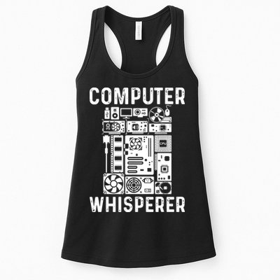 Funny Computer Geek Tech Nerd Computer Whisperer Women's Racerback Tank
