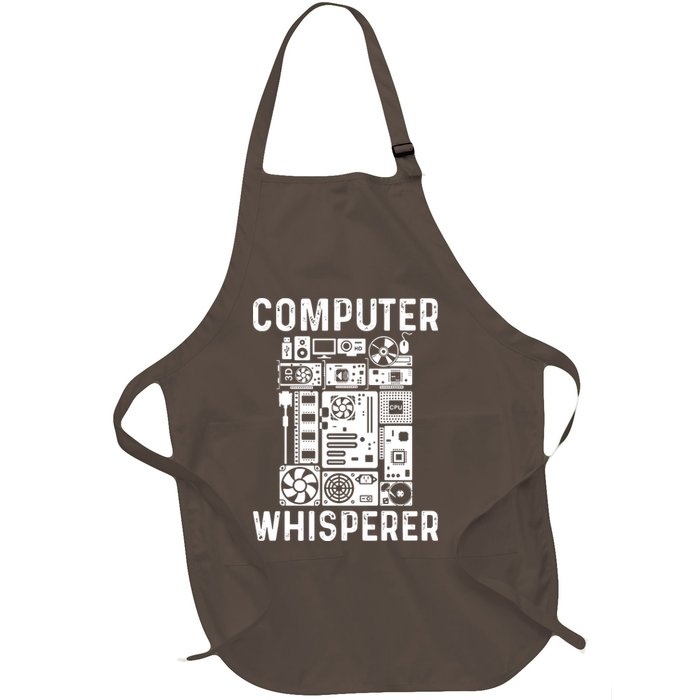 Funny Computer Geek Tech Nerd Computer Whisperer Full-Length Apron With Pockets