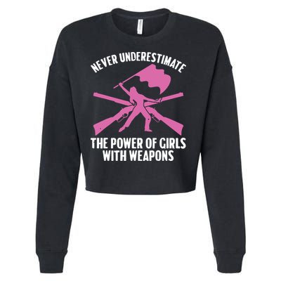 Funny Color Guard Art For Women Girl Rifle Flag Colorguard Cropped Pullover Crew